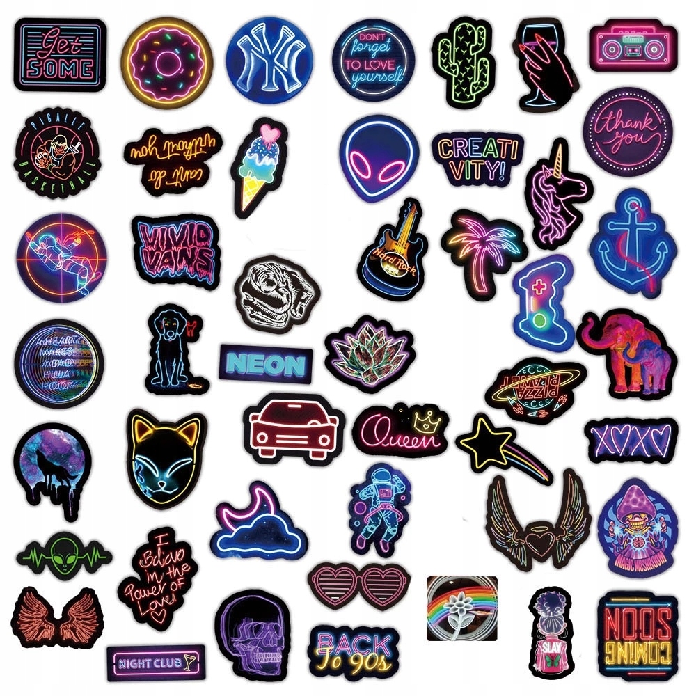 

Naklejki wodoodporne graffiti MIX Neon Black 50szt