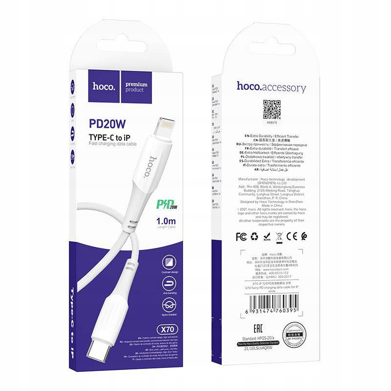 Hoco Kabel Typ C Do Lightning Pd 3A 20W X70 1 M Biały