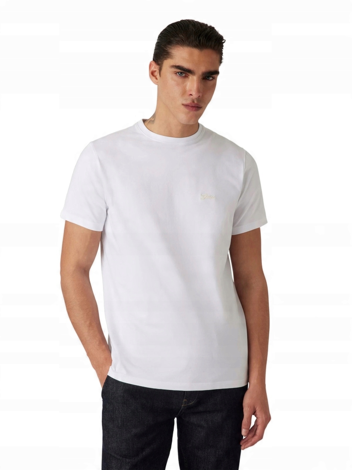 Guess bílé pánské tričko tričko s krátkým rukávem bez vzoru, hladké, velikost L
