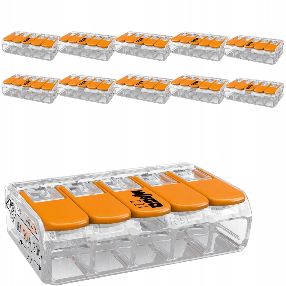 

Zestaw Wago 221-415 Szybko Złączka Kablowa 10X