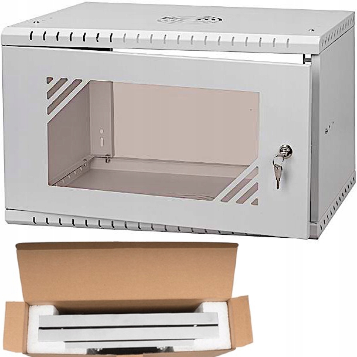 

Szafa Rack Wisząca 19" 6U 350mm Jasno-Szara