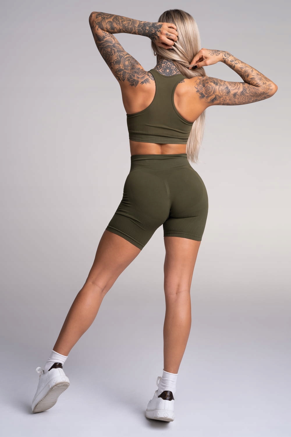 Gym Glamour Spodenki sportowe bezszwowe Push Up Bikery Khaki L Kod producenta 403-4