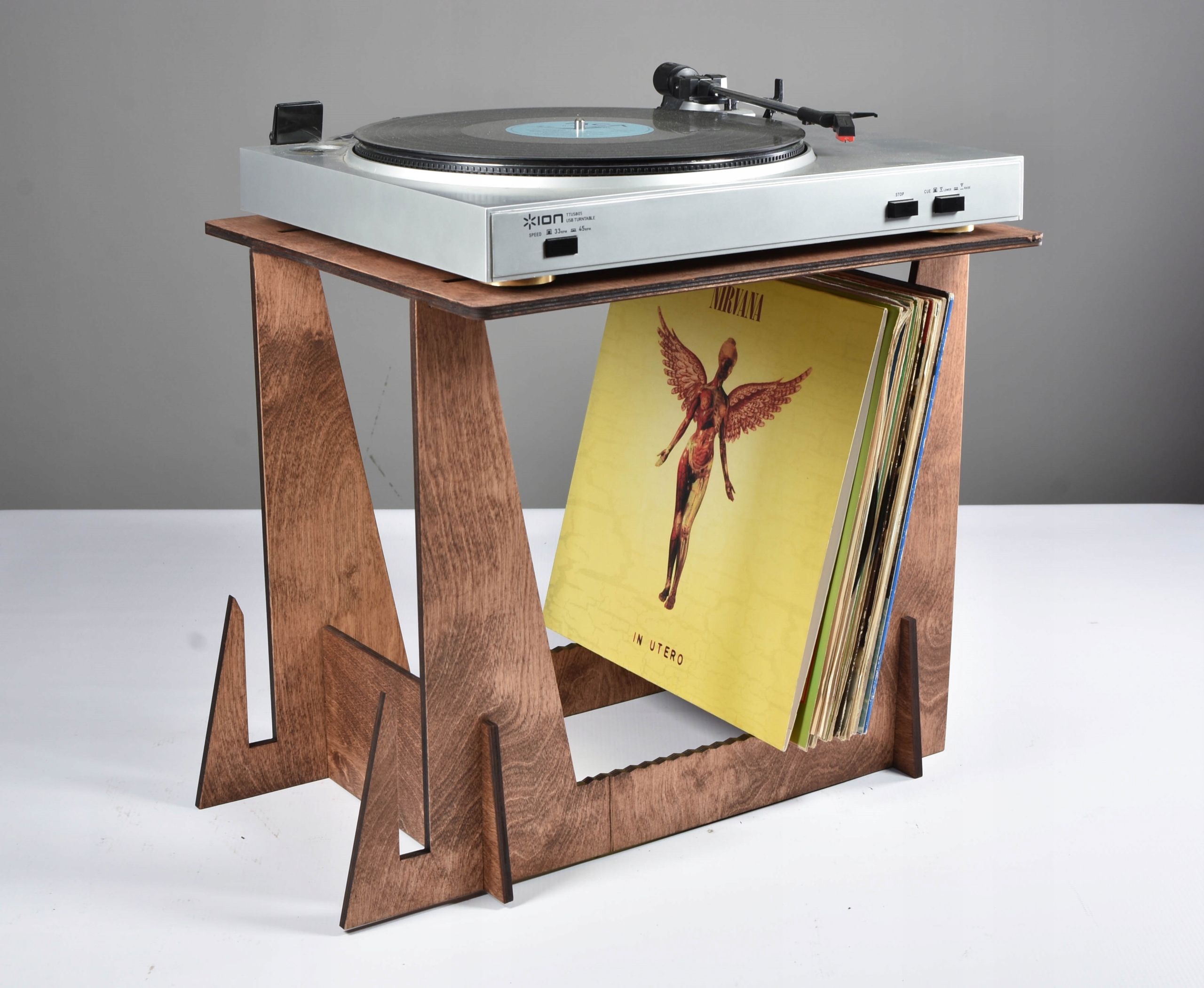 Stojan na vinylové platne gramofón vinyl polička regál organizér skrinka stolík