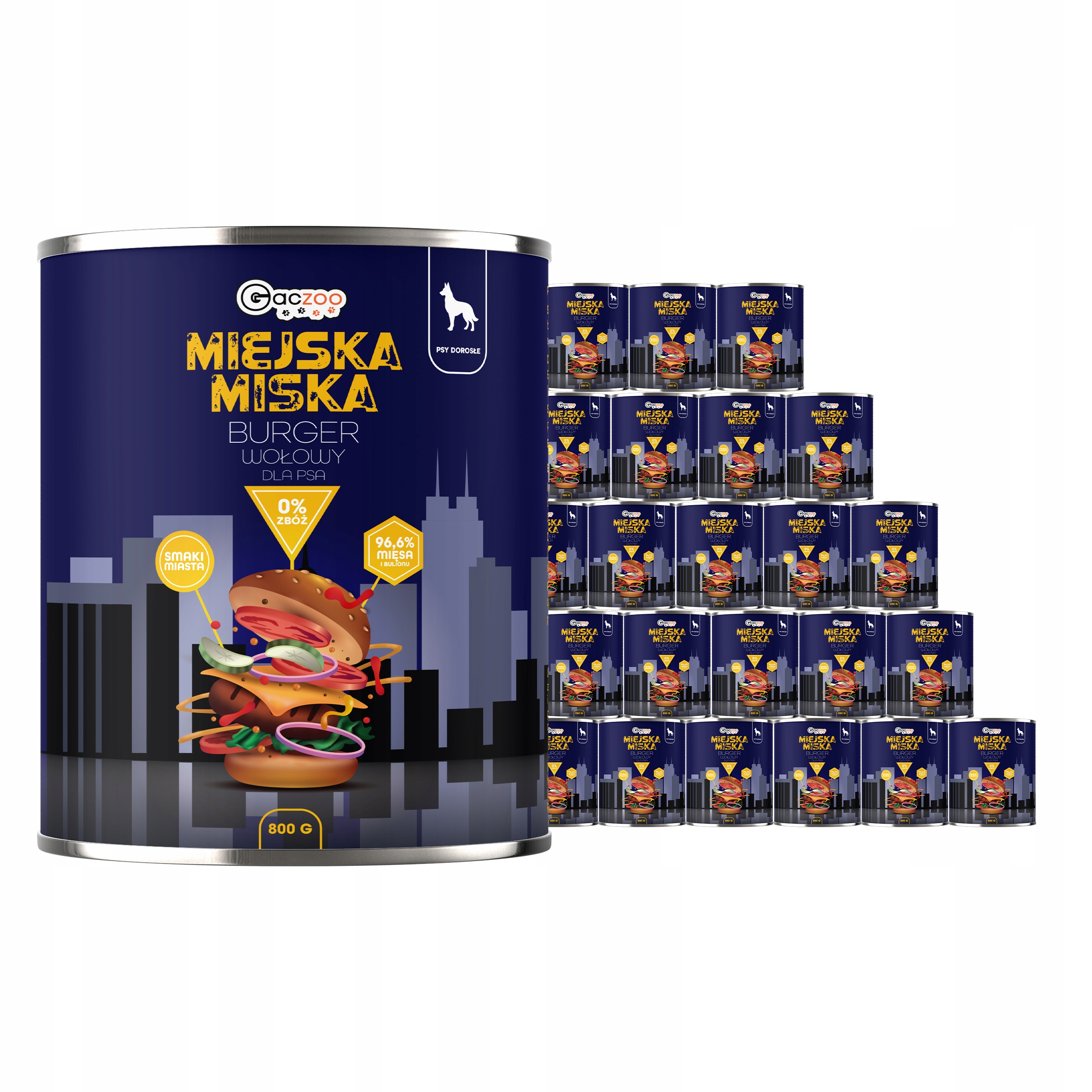 Levně Krmivo pro psa Městská miska Gaczoo Hovězí burger 24 x 800 g bez obilovin