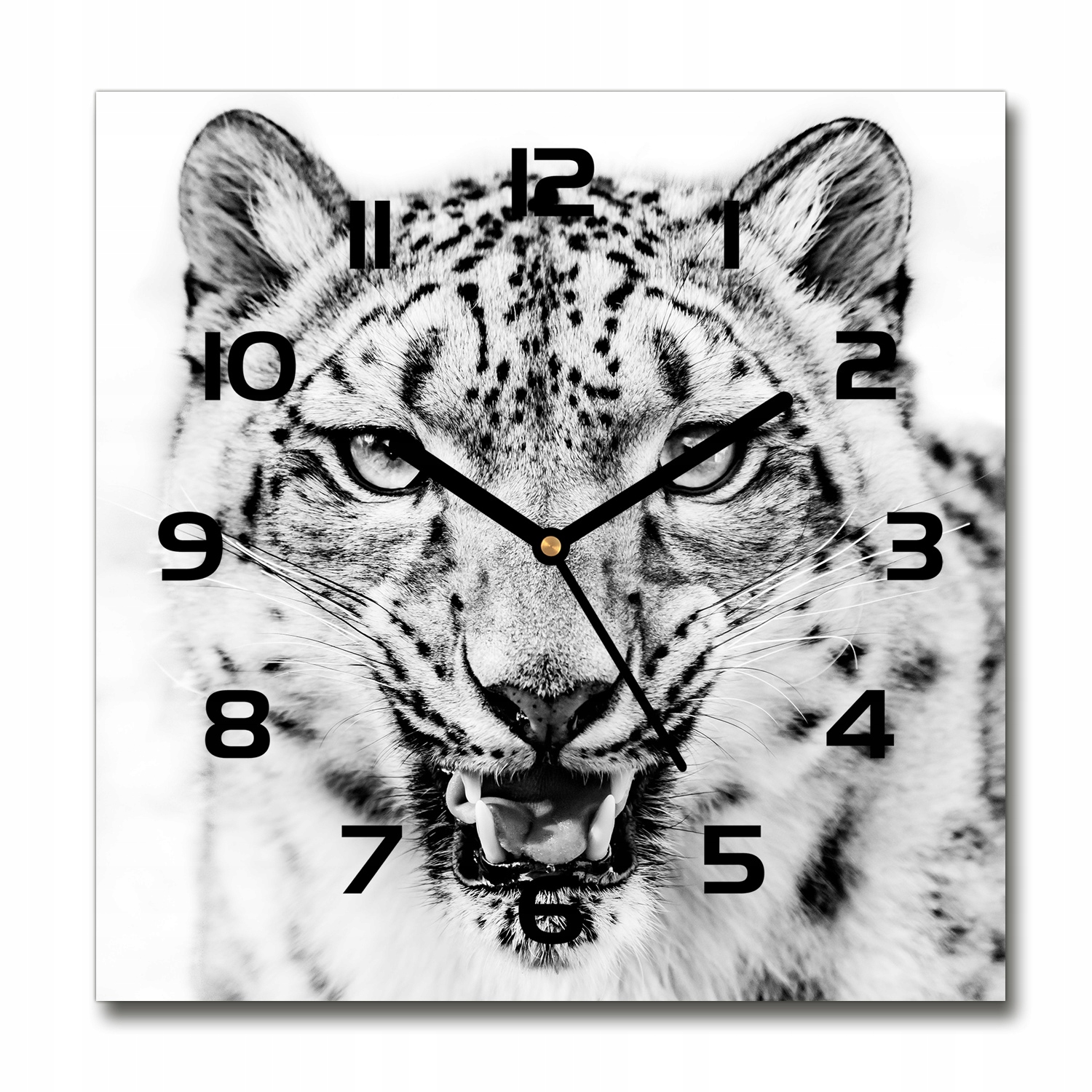 

Zegar szklany kwadratowy Śnieżna pantera 30x30 cm