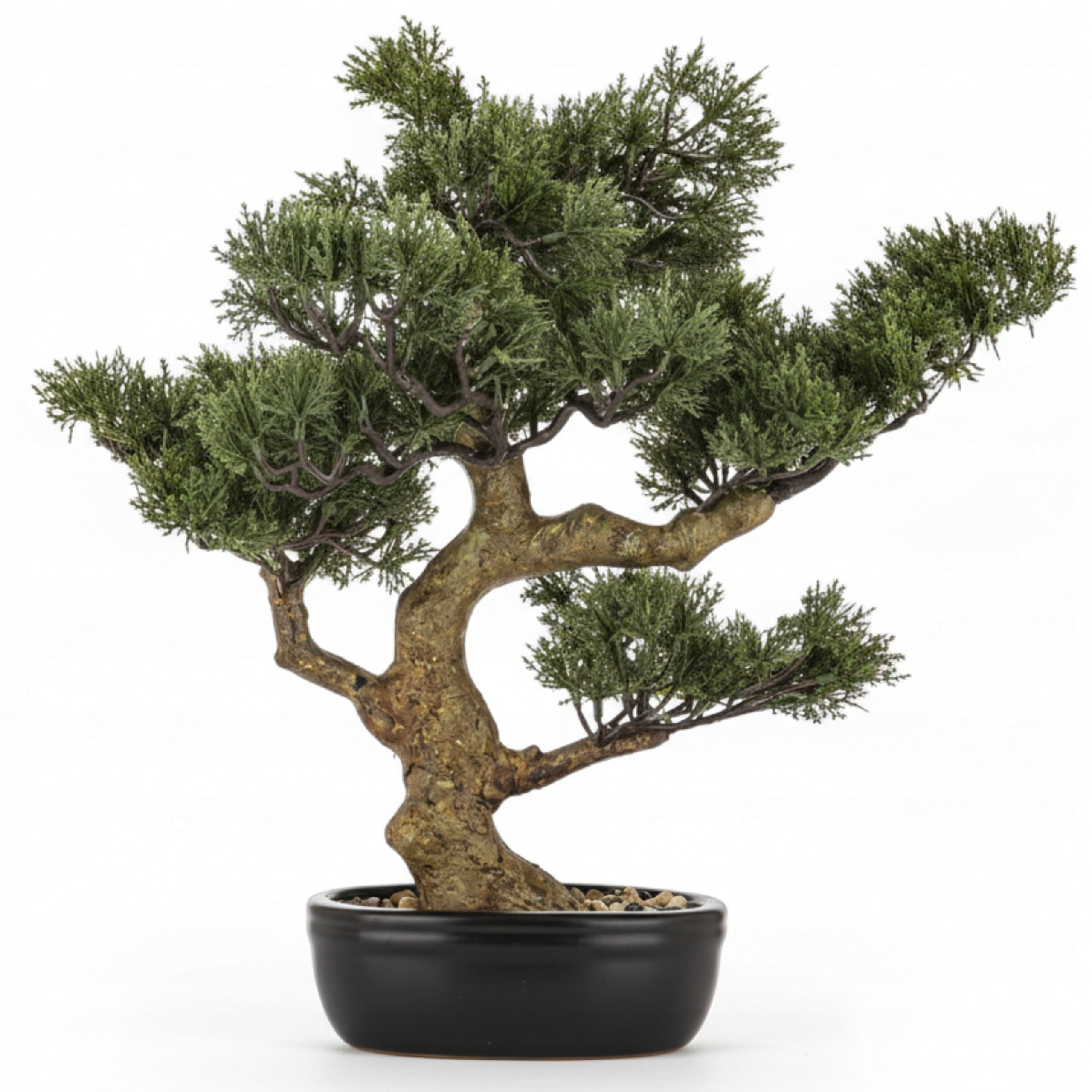 Stromek Bonsai v černém květináči, umělý stromek, realistický vzhled, 47 cm