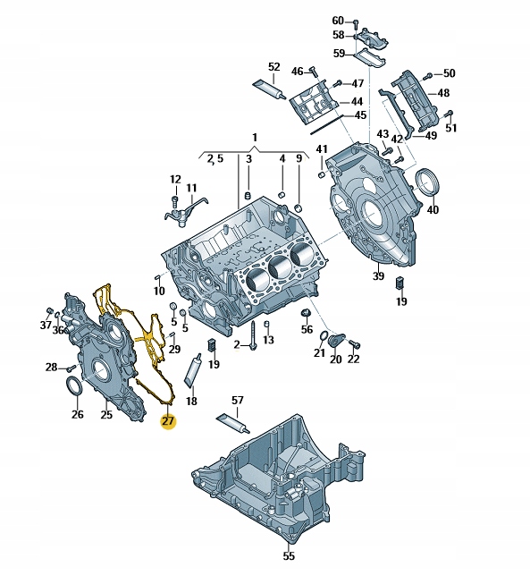 Nová originální těsnění krytu rozvodu Audi Oe 059103161AT