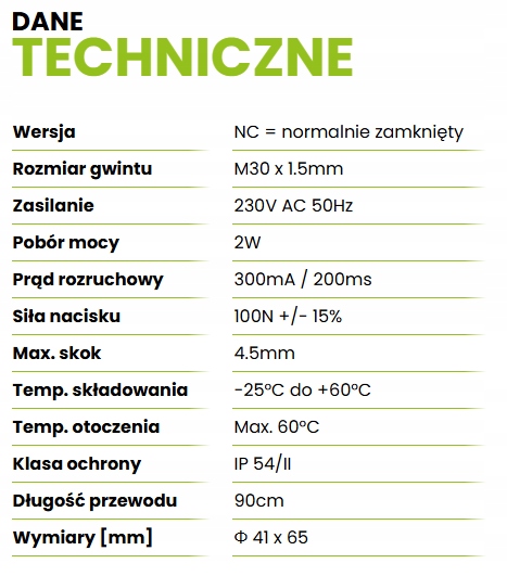 ENGO E30NC-230 Siłownik termoelektryczny, 230V, NC EAN (GTIN) 5902812256833
