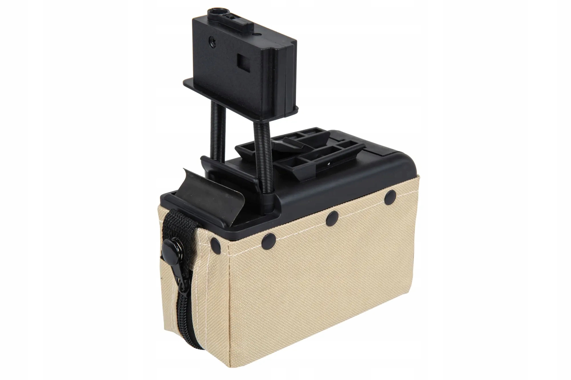 Elektrický boxový zásobník A&k na 2000 kuliček pro repliky typu M249 Tan