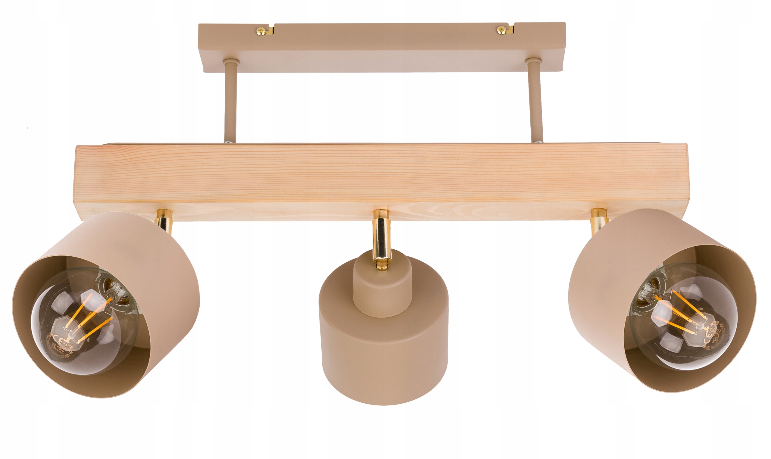 Dřevěná stropní lampa Lustr Stropní Svítidlo Klosz Hrnek E27 Kaszmir béžová