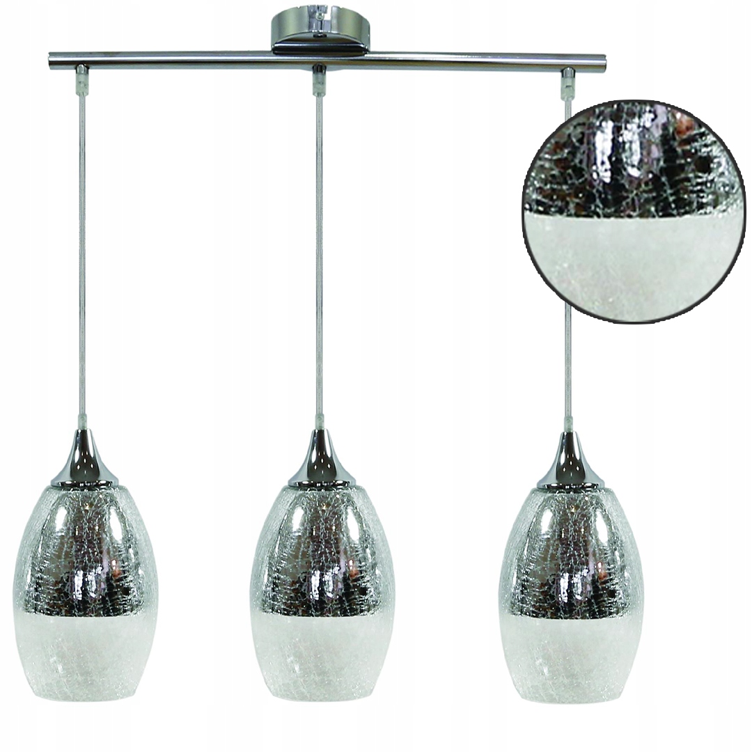 Elegantní Stříbrné Stropní Závěsné Svítidlo 3X60W E27