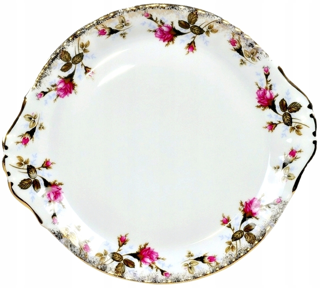 

B013 Talerz Do Ciasta 24 cm Róża Złota Iwona Pfp
