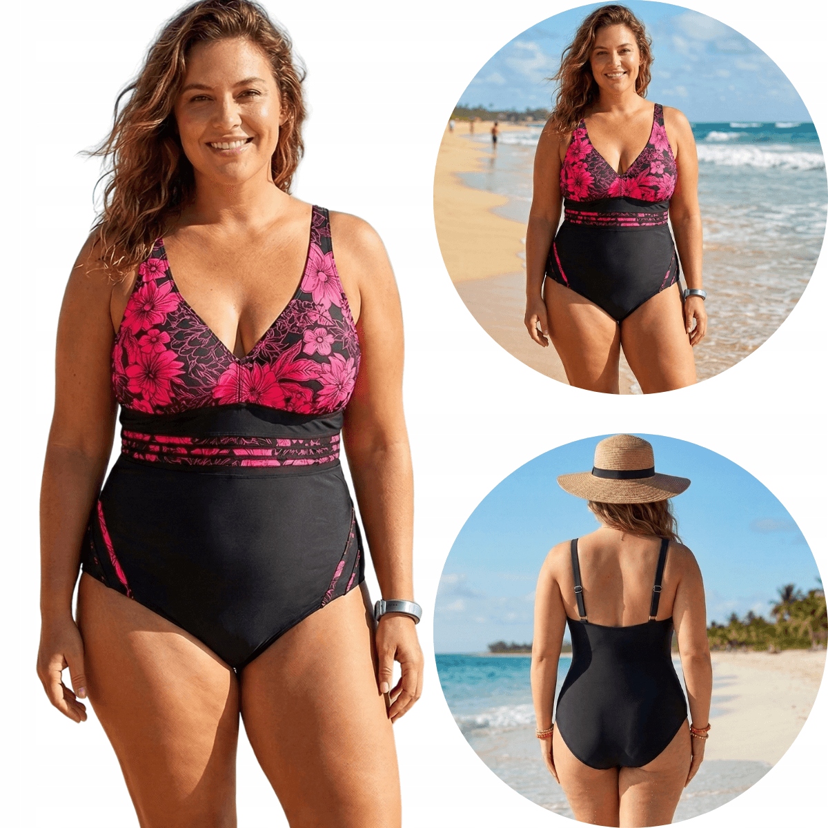 Jednodílné plavky Plus Size s vestavěným oblékáním 29782 XL