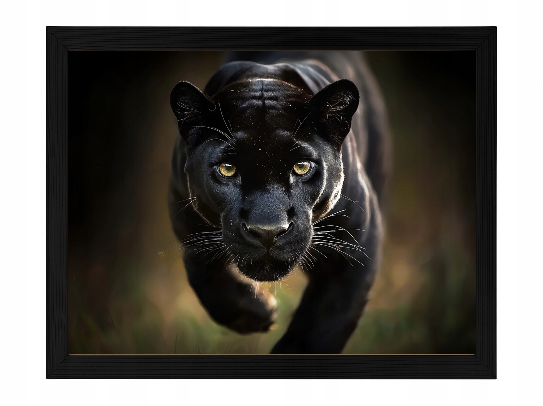 Plakát Rámeček Dřevo Zvíře Dravec Kočka Černá Pantera Puma 80x60