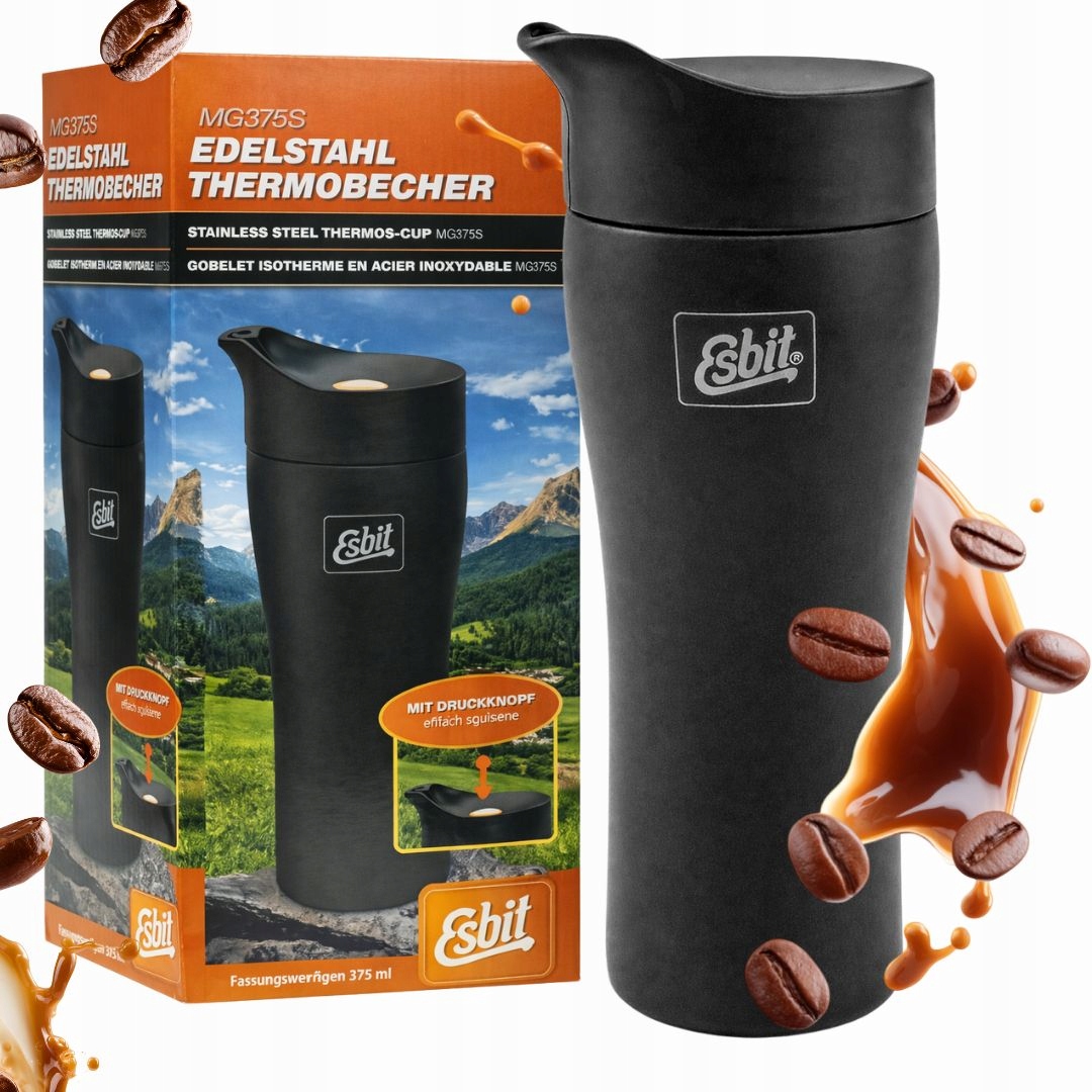 Kubek Termiczny Termos Turystyczny Esbit Thermo Mug Stalowy 375 ml Czarny