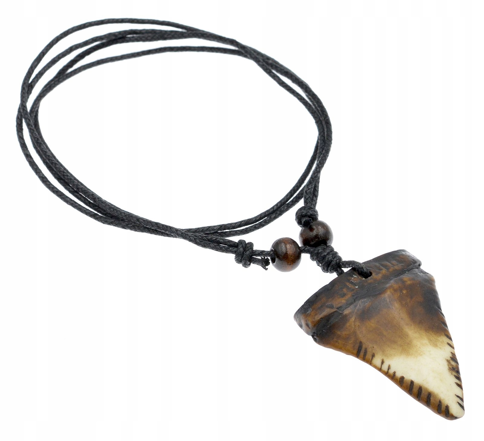 Naszyjnik Etno Wisiorek z zawieszką ZĄB REKINA regulowany sznurek