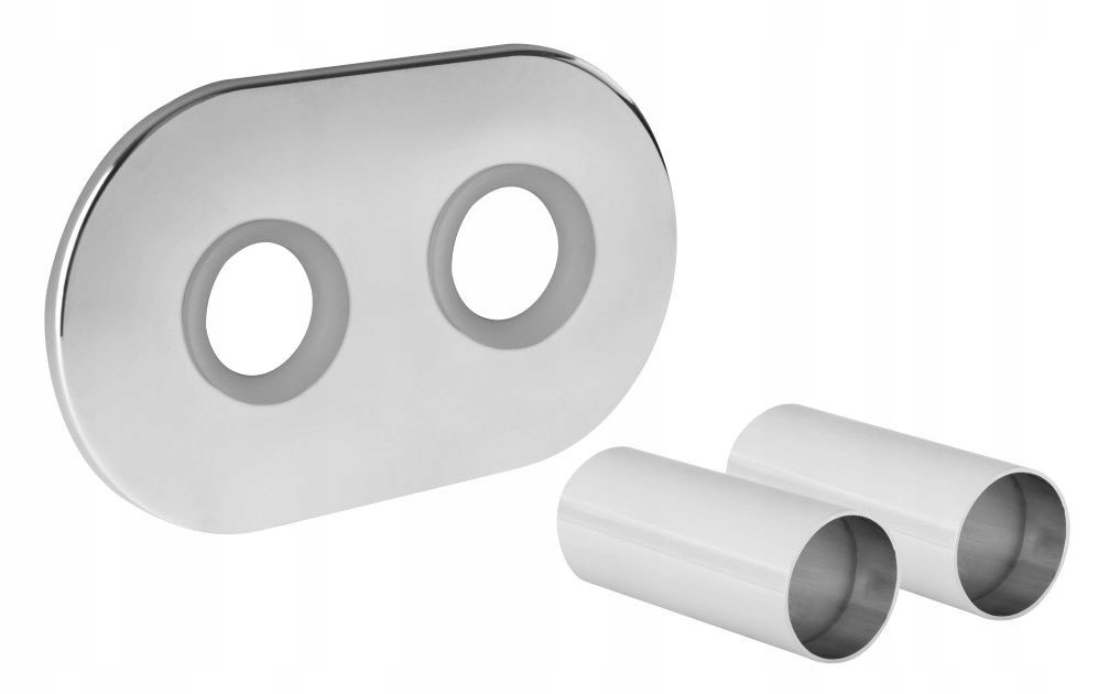 ROZETA PODWÓJNA Z TULEJAMI CHROM BŁYSZCZĄCY