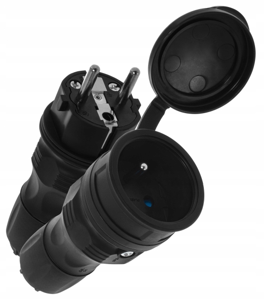 Sada Zástrčky A Gumové Hermetické Zásuvky IP54 Pro Černý Kabel 16A