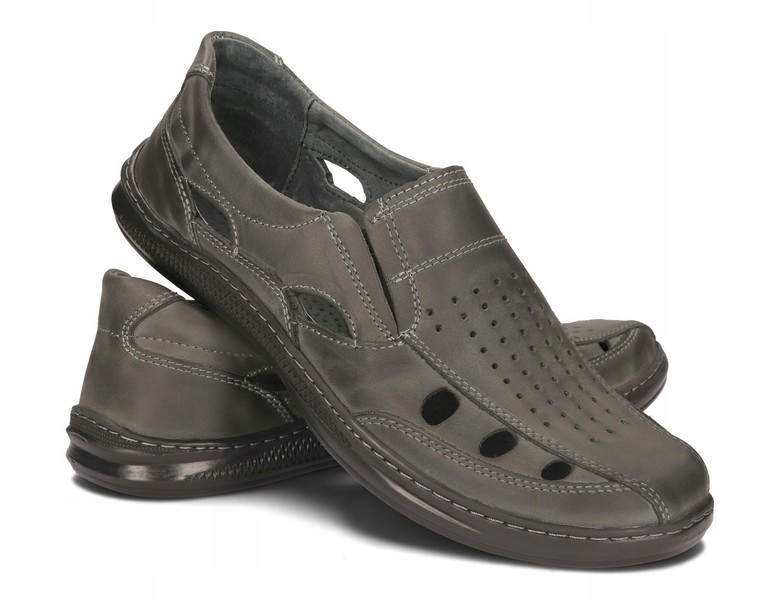 PÓŁBUT SANDAŁ MOKASYN SKÓRA POLSKIE 185 SZARY 42 Kolekcja wiosna/lato