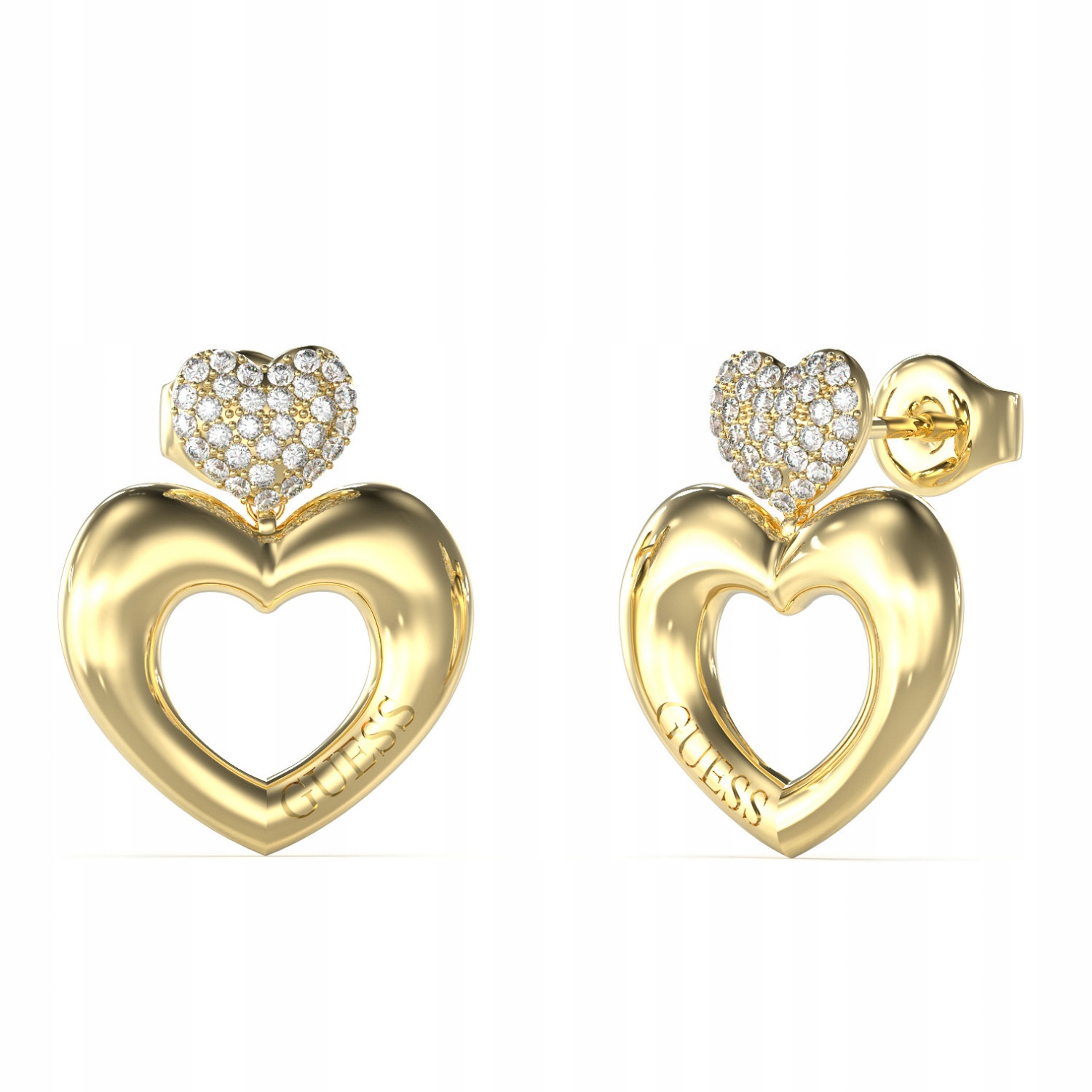 Dámské Náušnice Guess zlaté křišťál ve tvaru srdce