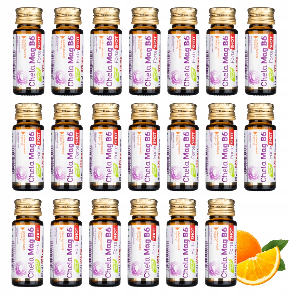 Chela-Mag B6 Forte Shot Olimp Příchuť Pomeranč Chelát Albion 20 x 25 ml