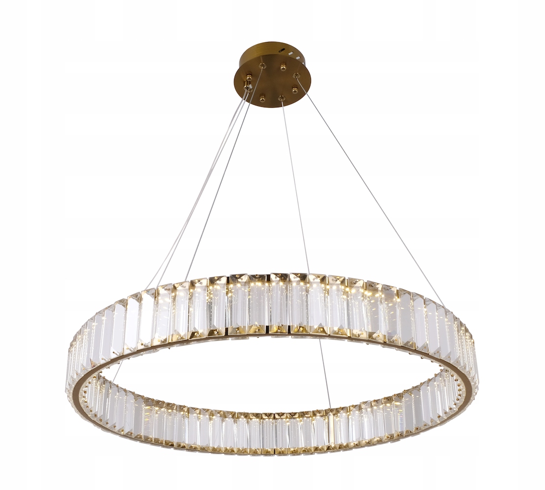 Bohemia Brass 60 Al – Led křišťálový lustr s kroužkem, 60 cm, mosaz