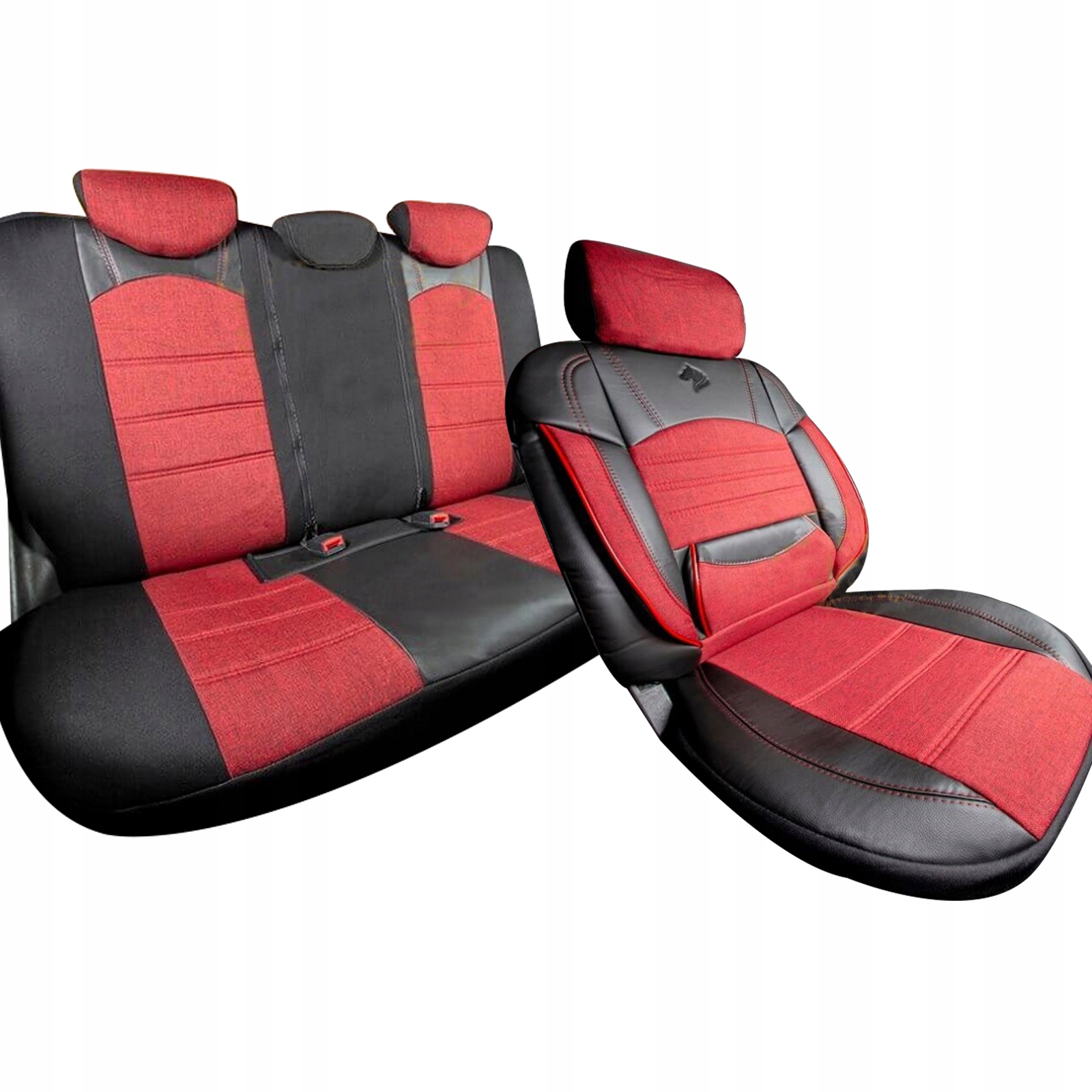 VW POLO SHARAN T-CROSS T-ROC TAIGO VENTO POKROWCE NA FOTELE SAMOCHODOWE Kolor obszycia czarny czerwony