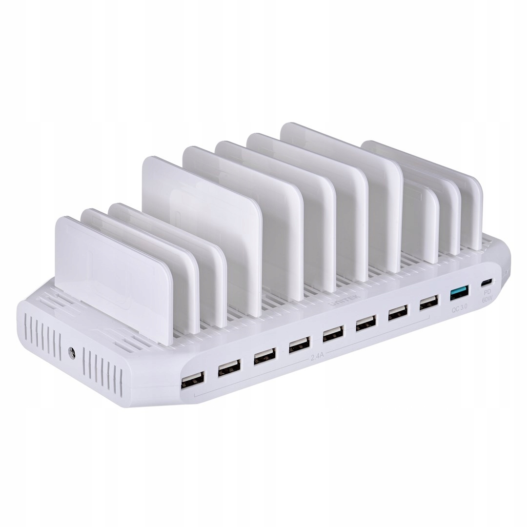 Unitek Y-2190 nabíjacia stanica 10xUSB 160W rýchla QC3 Usb C 60W
