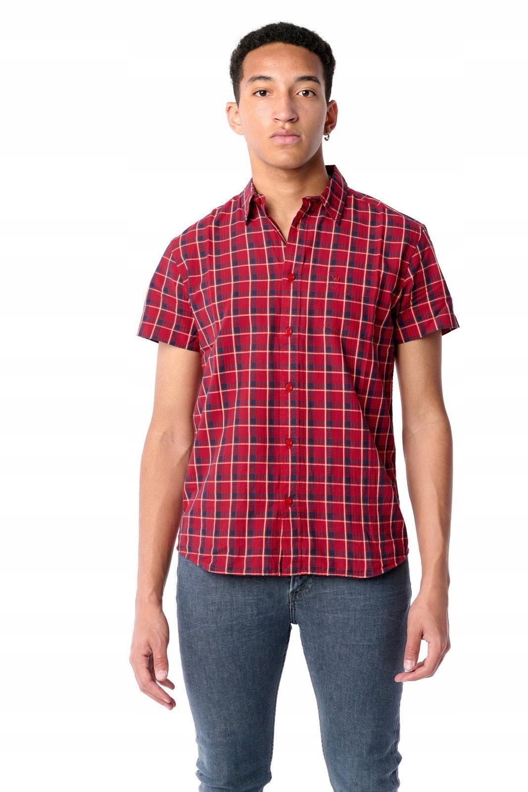 

Wrangler Ss 1 Pkt Shirt Formula Red W5J11OXWO L