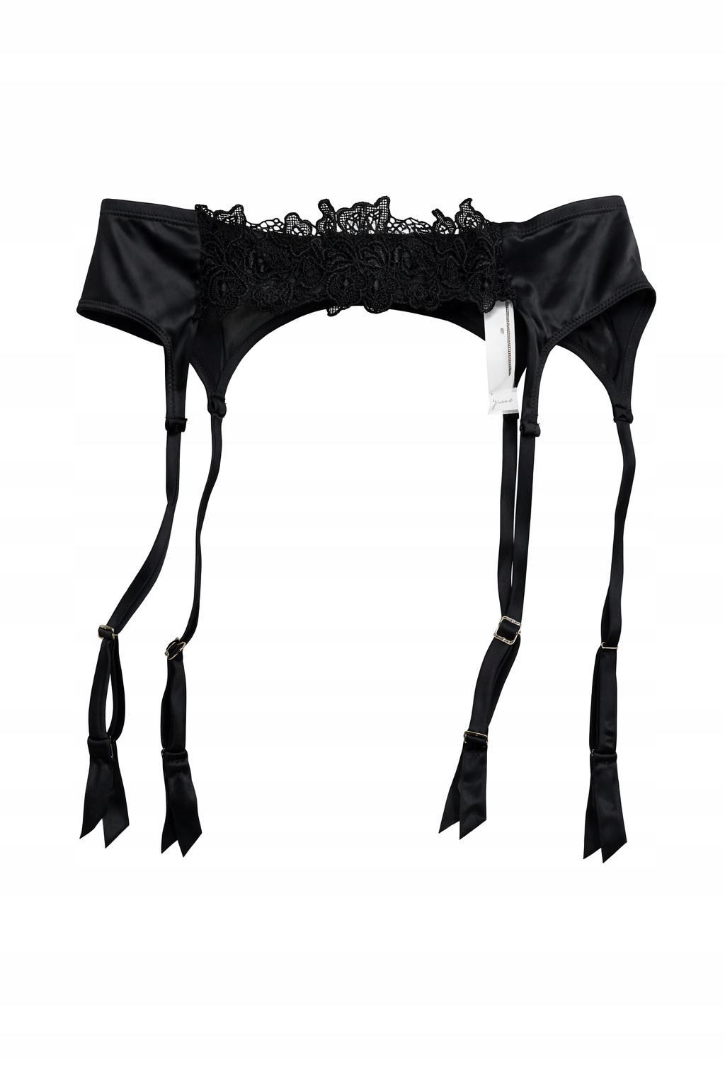 Guess Černý Podvazkový Pás S Krajkovým Dekorem A Mašličkami