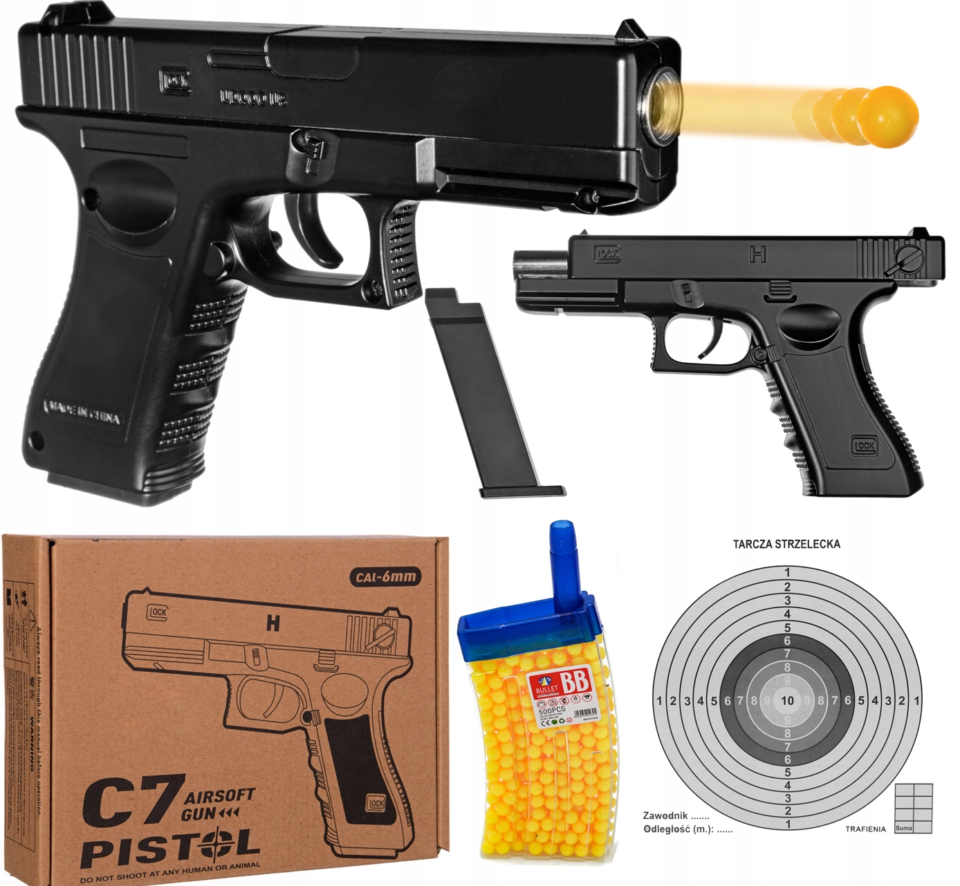 

Metalowy Pistolet Na Kulki Glock C7AIRSOFT Gun 6MM