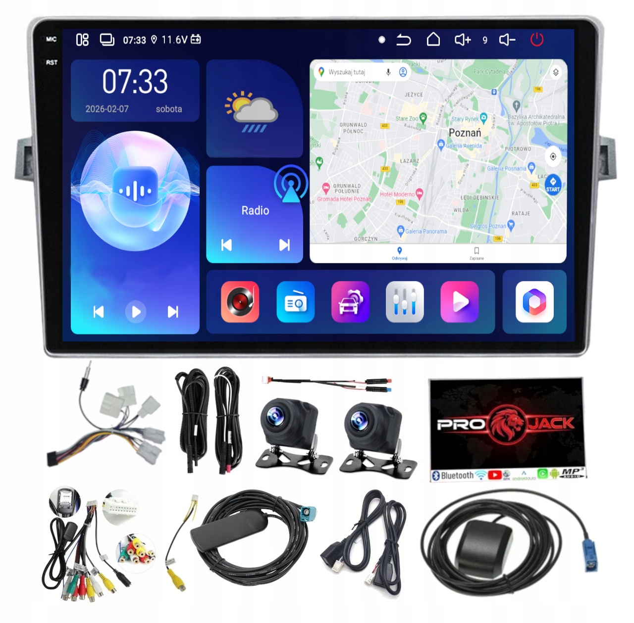 Rádio Navigace Carplay Gps Android Toyota Verso 2009-2018 6GB 128GB Sim