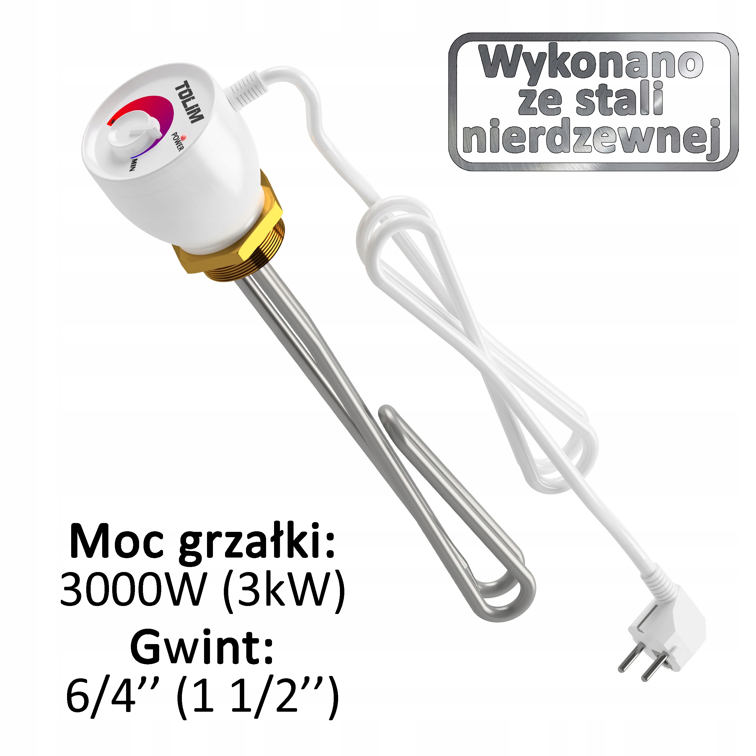 Ohrievač 3000 W 6/4" Tolim pre bojler Kospel Galmet Biawar Elektromet Defro