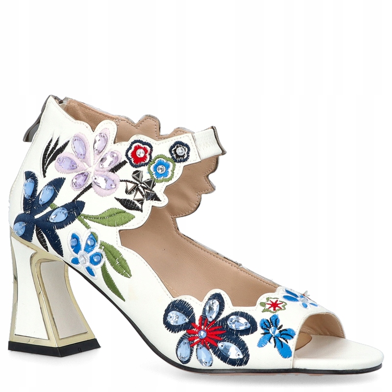 Sandály s barevnými krystaly Scaviola S-194 Bílé 37