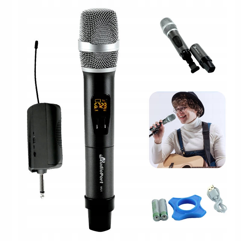 Mikrofon bezprzewodowy Uhf+ odbiornik konferencje wykłady śpiew karaoke