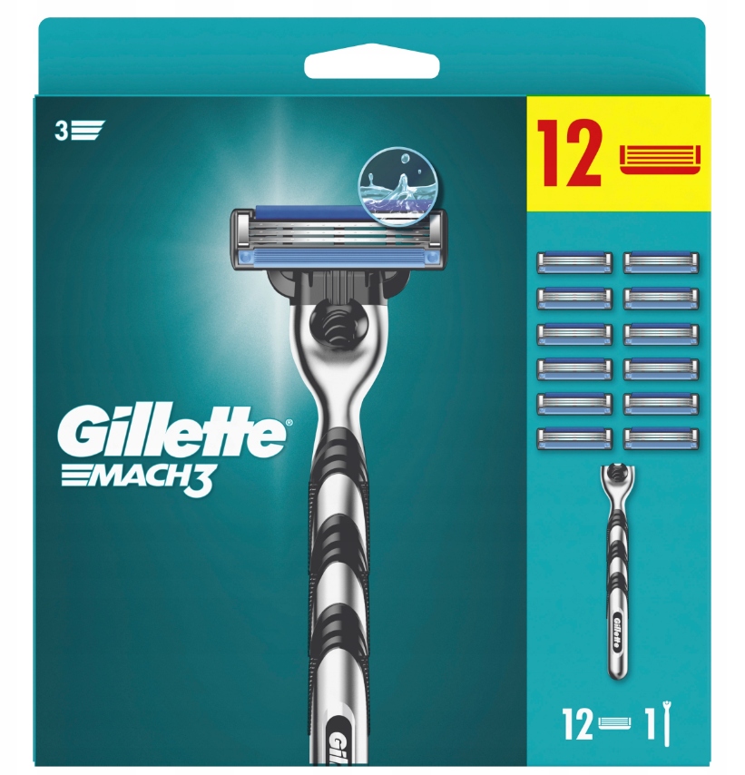 Sada Gillette Mach3: holicí strojek 1 ks 12 náhradních břitů