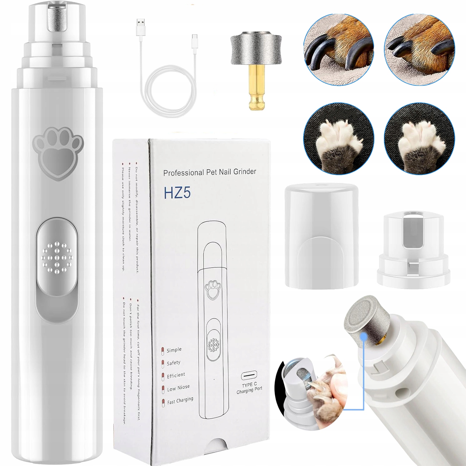 Levně Elektrický Pilník Na Drápky Pro Psa A Kočku Ultra Tichý Usb