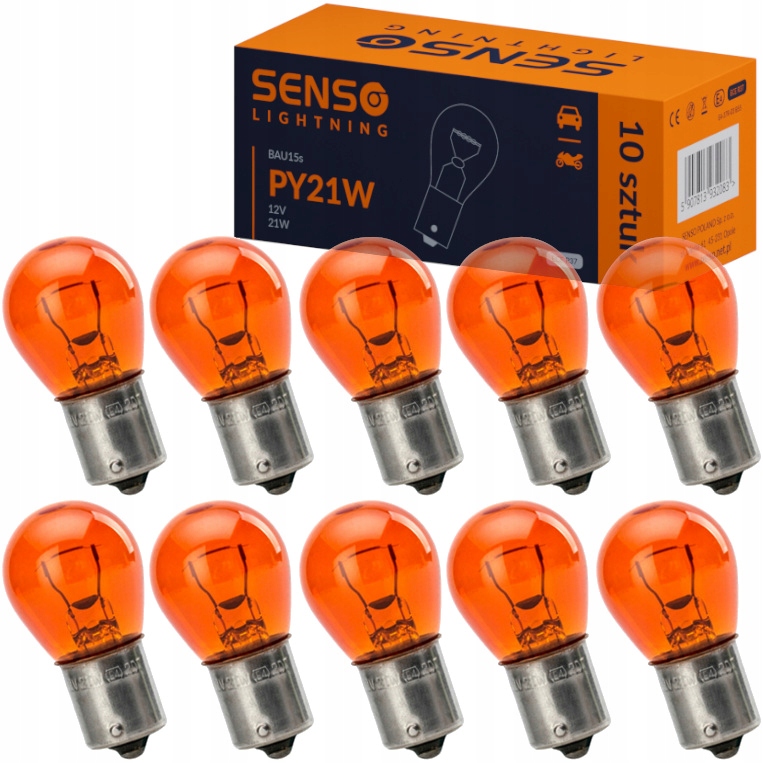 Żarówki Senso PY21W 12V Pomarańczowa x10sztuk