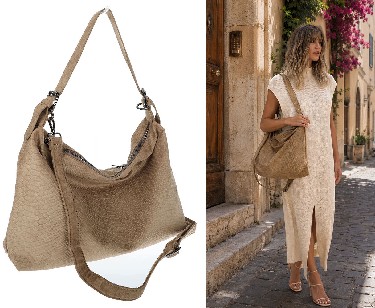 Dámská kabelka shopper semišová kabelka přes rameno PB4740 Béžová