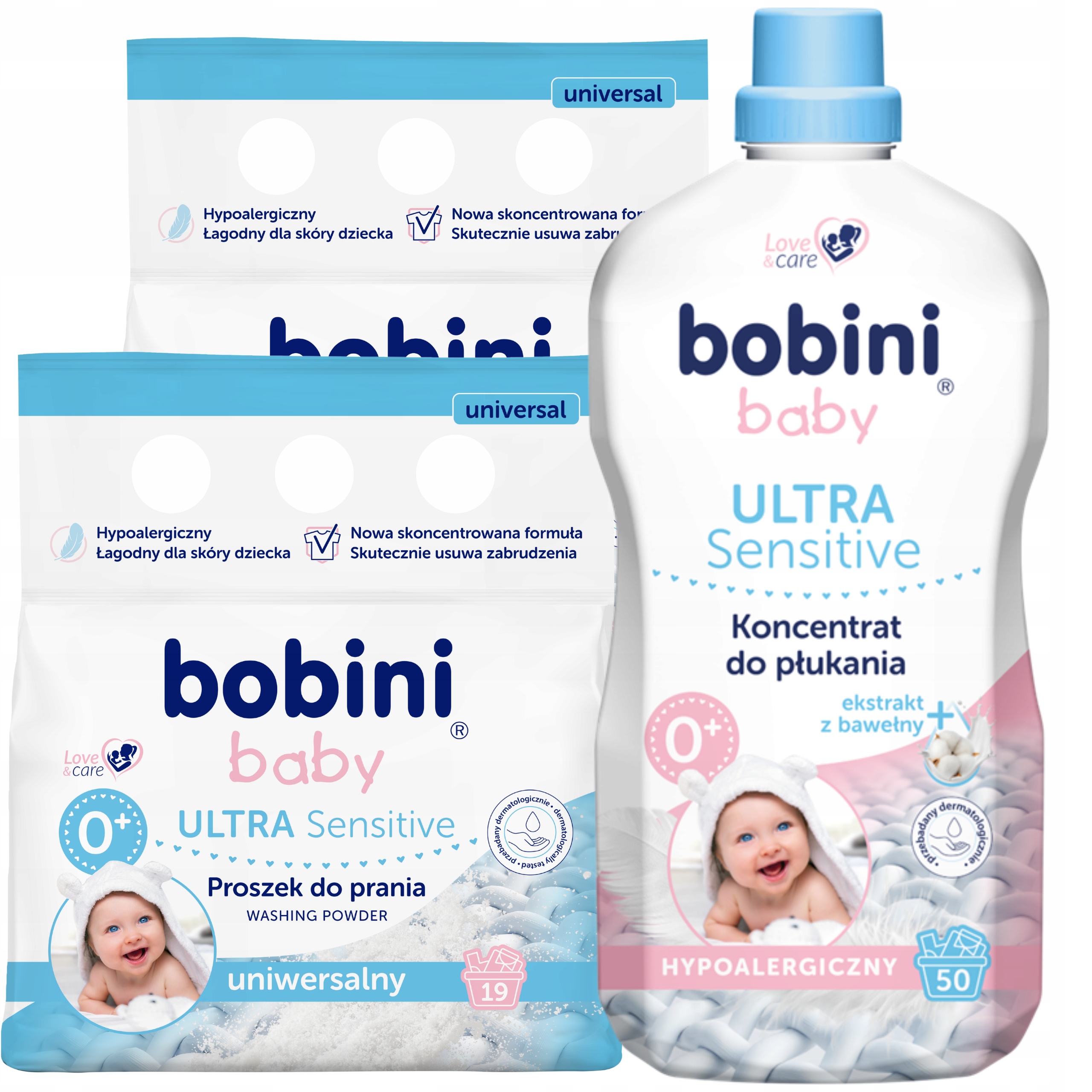 Bobini Hypoalergenní prášek na praní 1,425 kg x 2 tekutá aviváž 1,8 l