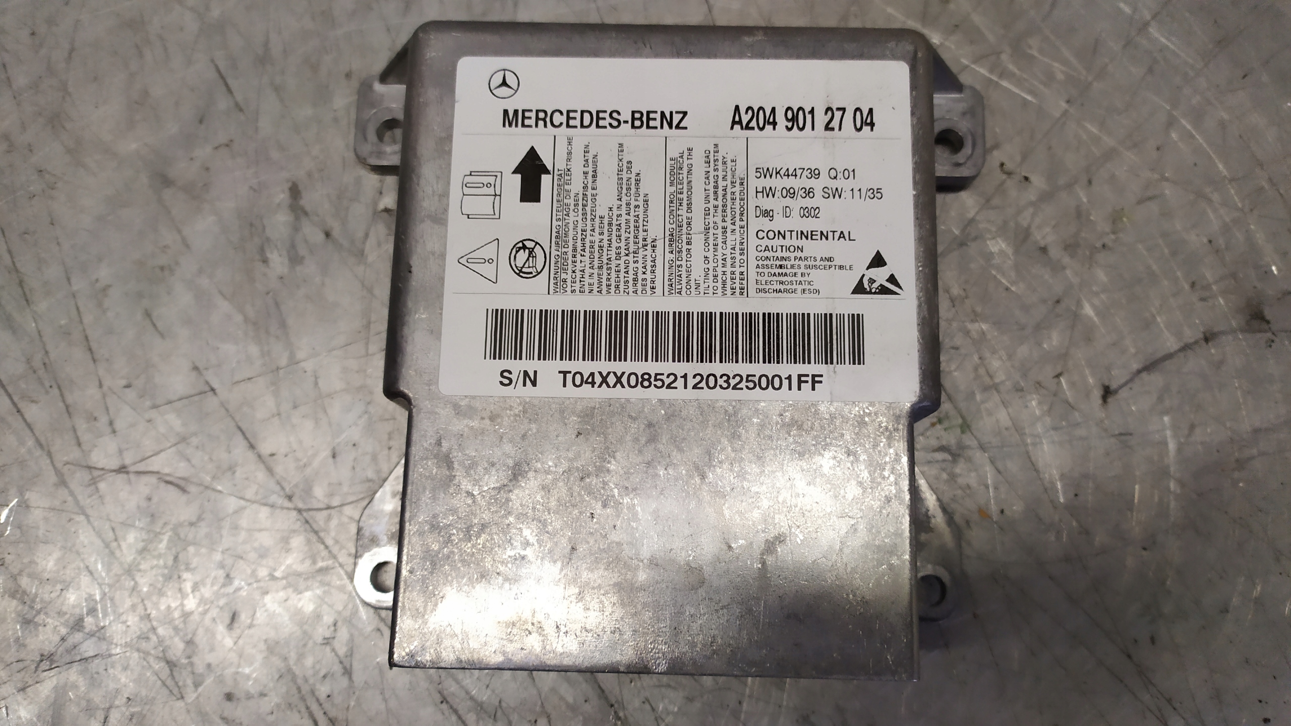 MERCEDES W204 C KLASA MODUŁ PODUSZEK AIRBAG A2049012704