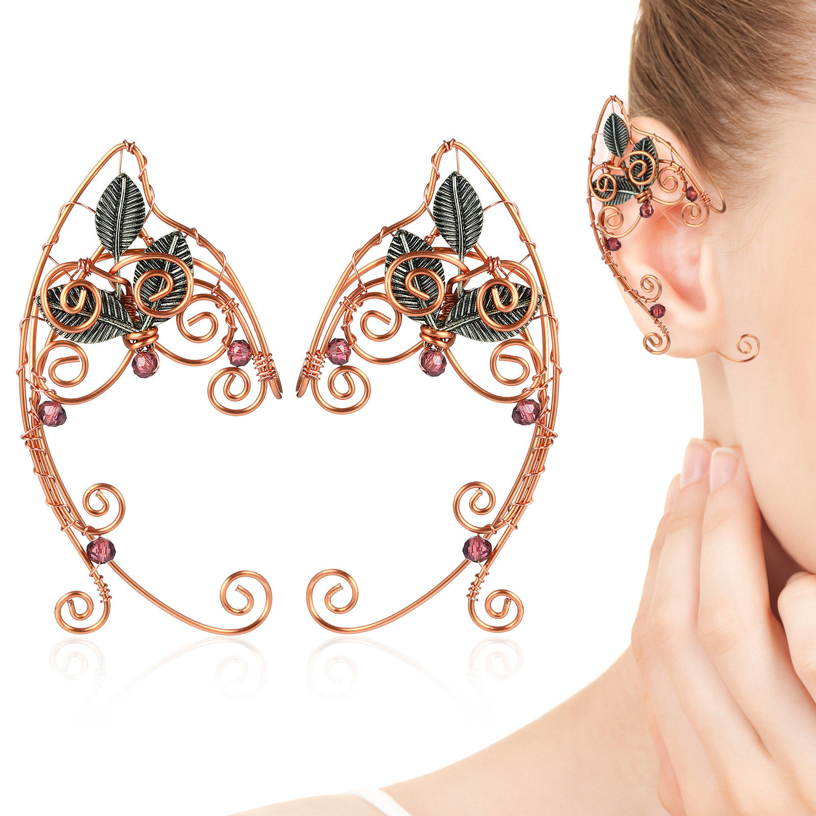 1 Para Kolczyków typu Ear Cuff w stylu vintage, nausznice elfickie