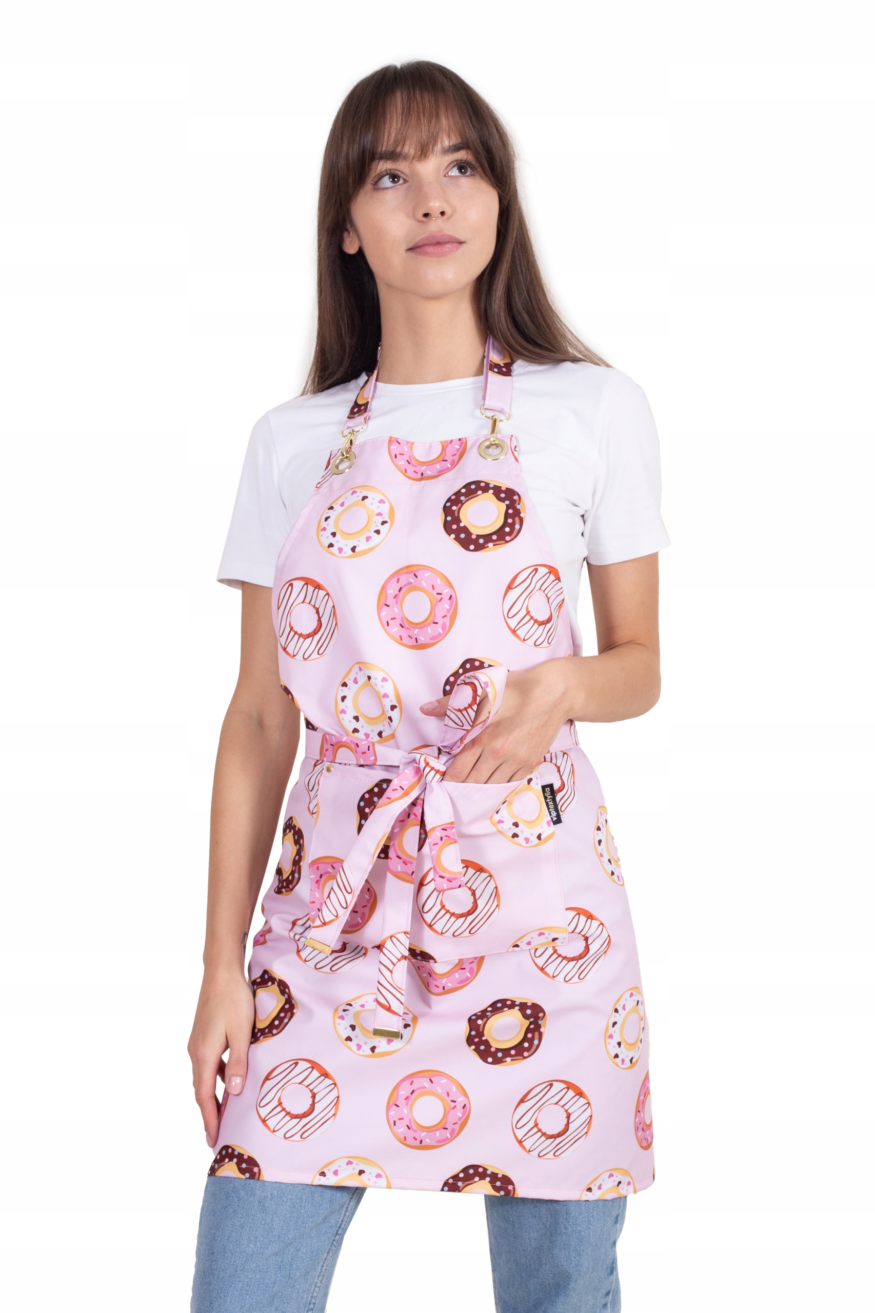 Kuchyňská zástěra Cukrářská Voděodolná Tisk Růžová Donuty