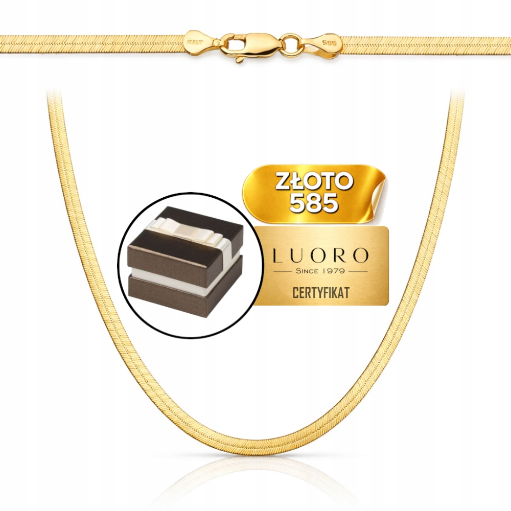 Řetízek Zlatý 585 14K Splétaná Páska 42 CM Žluté Zlato Elegantní