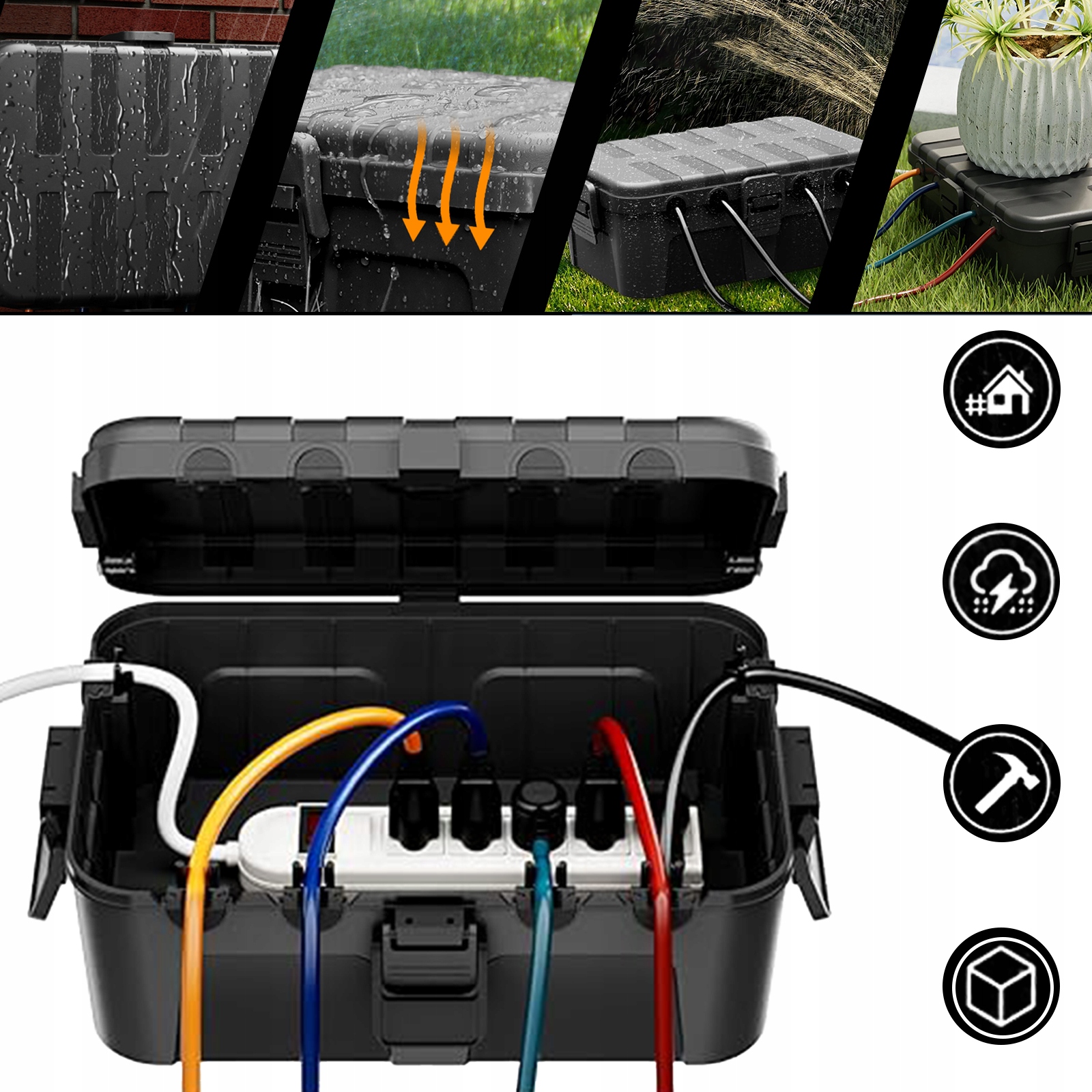 Elektrická skříňka, vodotěsné pouzdro na zásuvky, prodlužovací kabel IP54
