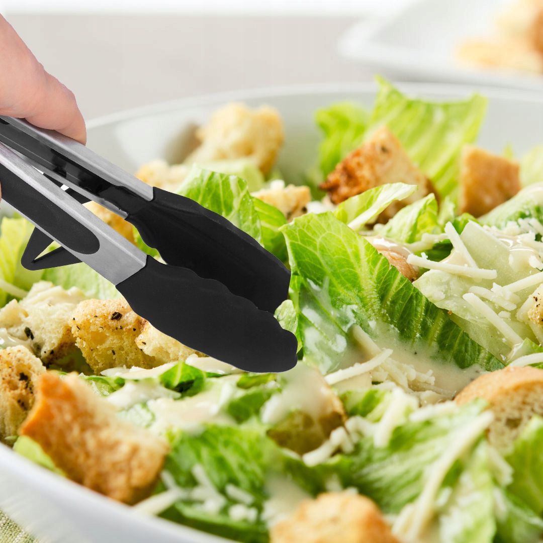 Szczypce do grilla sałatek kuchenne serwowania obracania stal silikon 27 cm Stan opakowania oryginalne