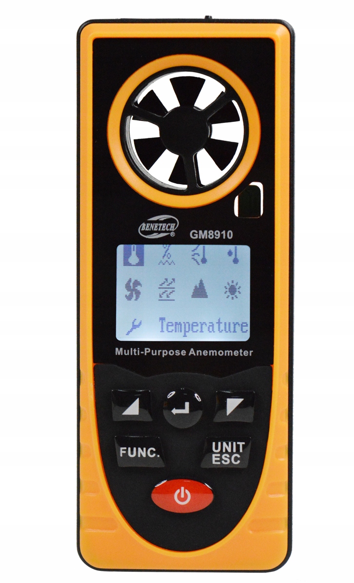 ANEMOMETR WIATROMIERZ WIELOFUNKCYJNY MIERNIK POMIAR WIATRU TEMPERATURY LCD