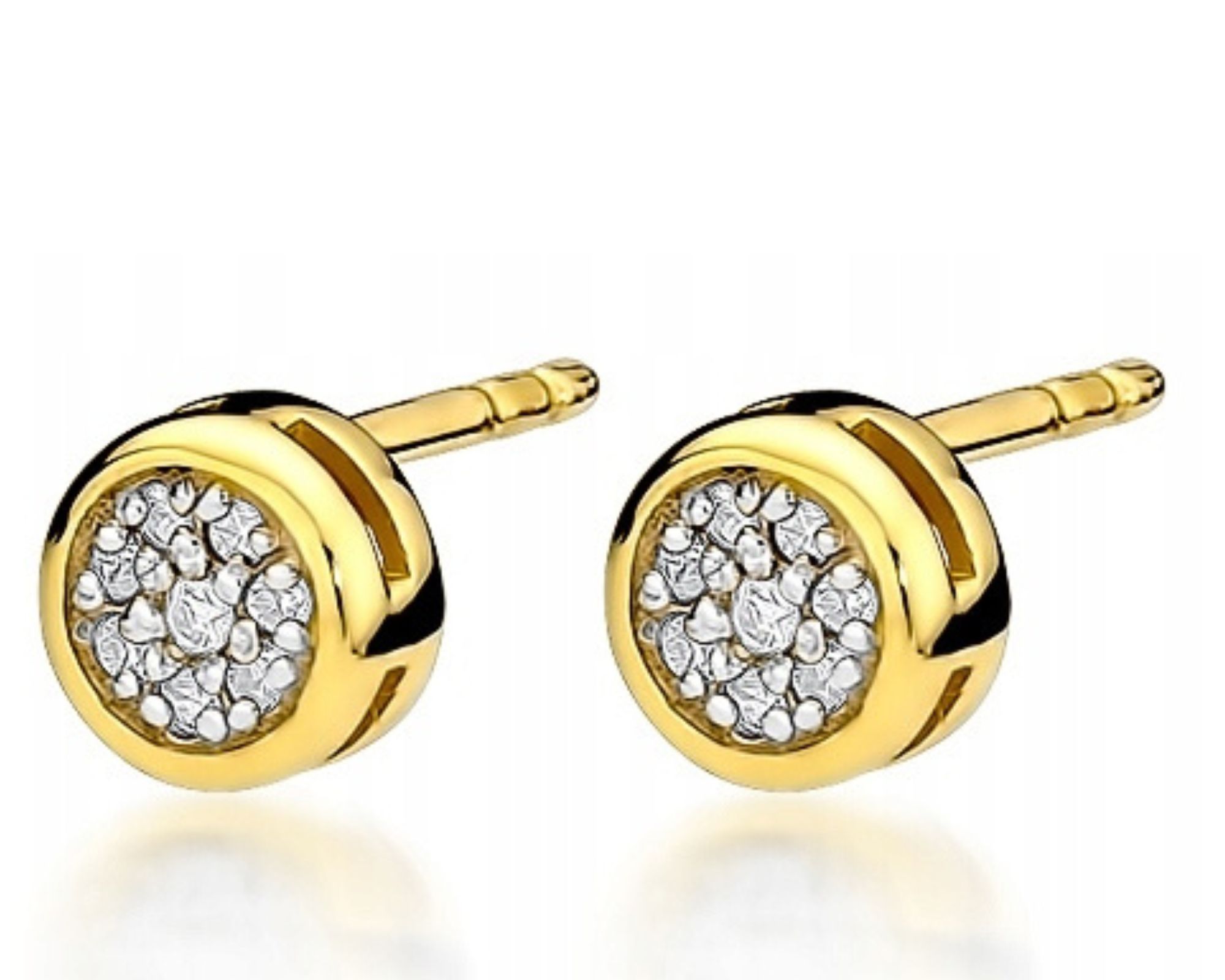 Zlaté náušnice s brilianty 0,09 ct, tyčinky, vruty