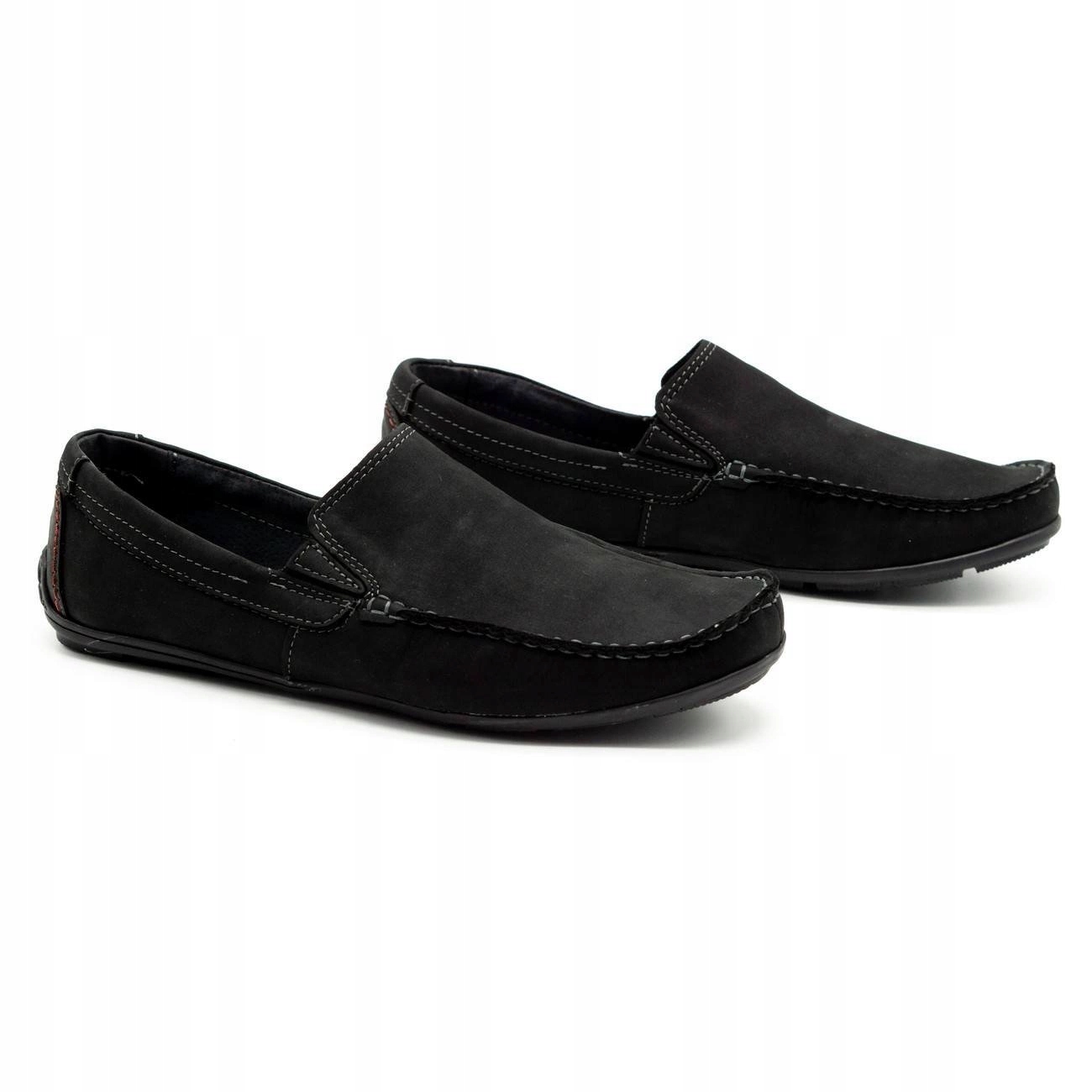 BUTY MĘSKIE MOKASYNY SKÓRZANE WSUWANE POLSKIE 763 CZARNY ZAMSZ 40 Marka Olivier