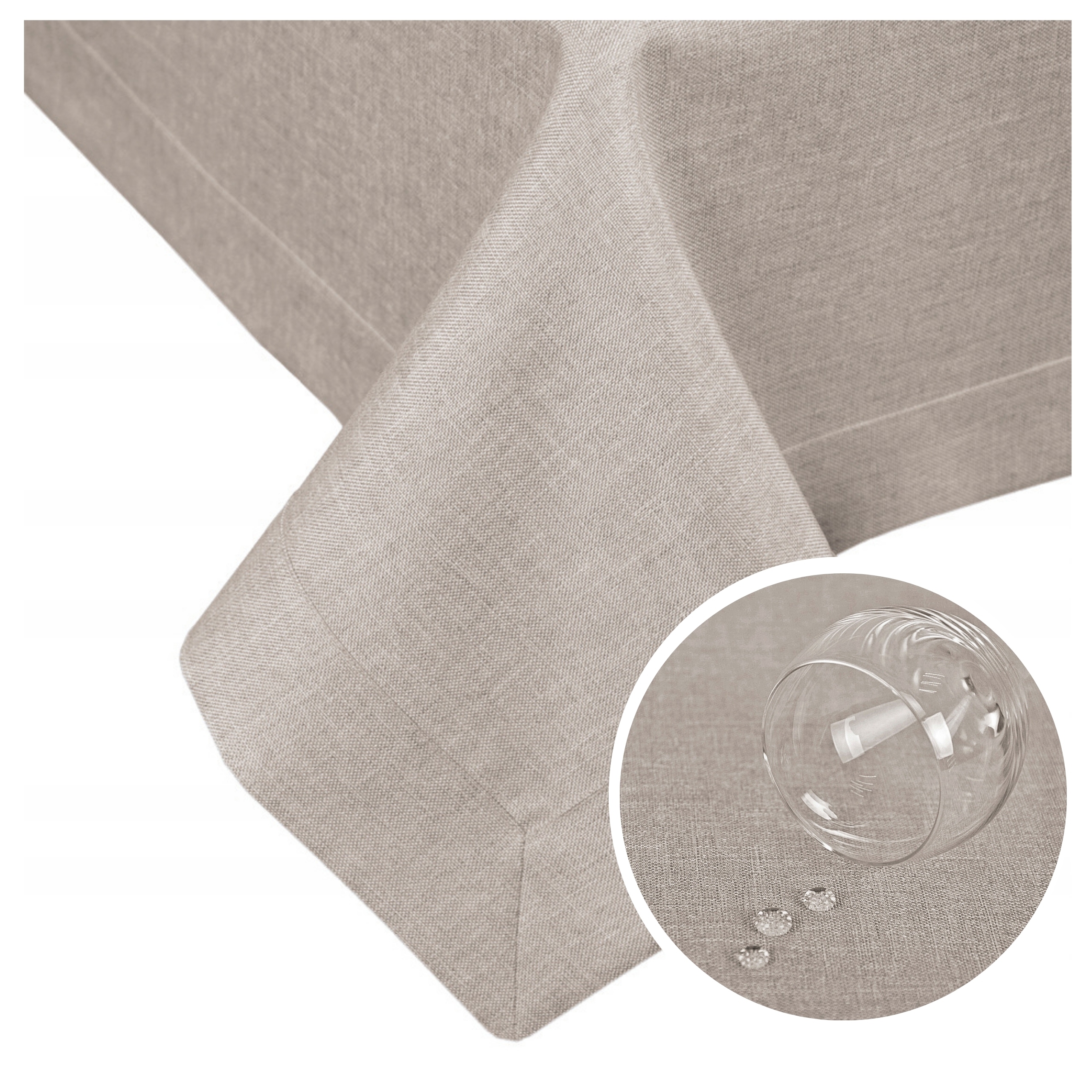 Obrus Na Stół Beżowy Gładki Dekoracyjny Panama 300x140 Plamoodporny